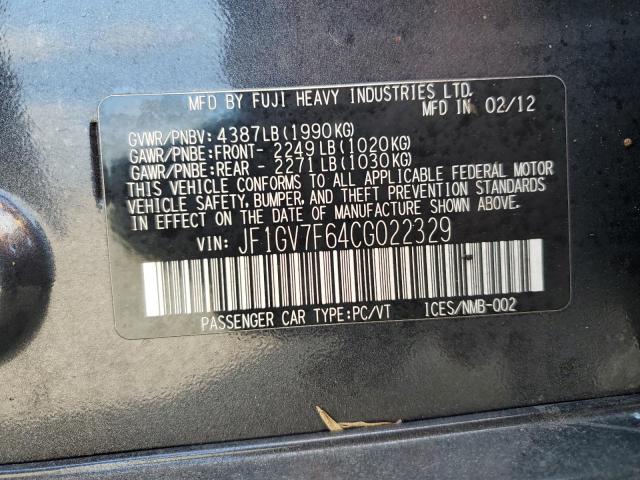 JF1GV7F64CG022329 - 2012 SUBARU IMPREZA WR GRAY photo 10