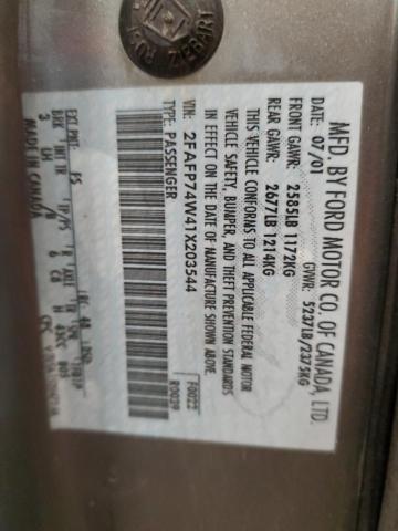 2FAFP74W41X203544 - 2001 FORD CROWN VICT GRAY photo 10