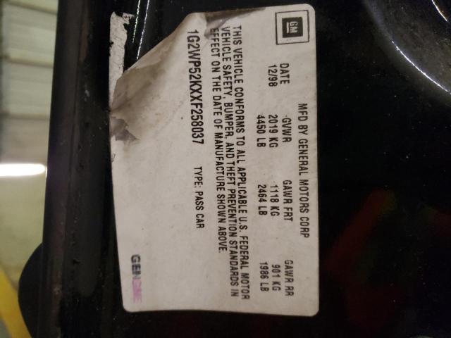 1G2WP52KXXF258037 - 1999 PONTIAC GRAND PRIX შავი ფოტო 10