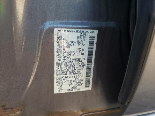 5N1AR18WX6C666603 - 2006 NISSAN PATHFINDER TAN photo 10