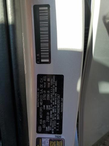 3KPF34AD9KE097347 - 2019 KIA FORTE GT L SILVER photo 10