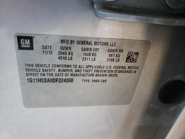 1G11H5SA8DF224368 - 2013 CHEVROLET MALIBU LTZ ვერცხლისფერი ფოტო 10