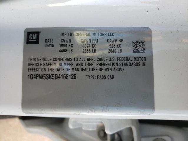 1G4PW5SK5G4168126 - 2016 BUICK VERANO SPO WHITE photo 10