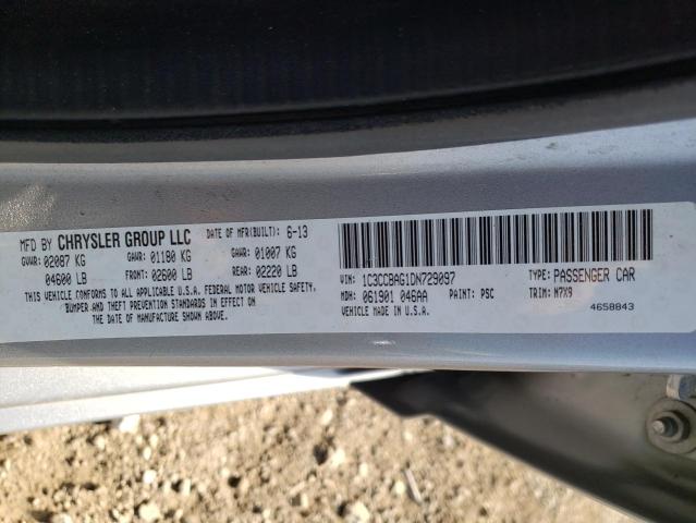 1C3CCBAG1DN729097 - 2013 CHRYSLER 200 LX SILVER photo 10