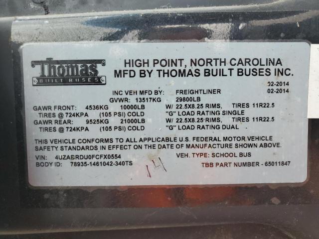 4UZABRDU0FCFX0554 - 2015 FREIGHTLINER CHASSIS B2 黄色 照片 10