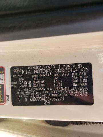 KNDJP3AE1J7032279 - 2018 KIA SOUL EV CREAM photo 10