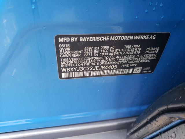 WBXYJ3C32JEJ84405 - 2018 BMW X2 SDRIVE2 Синій фото 10