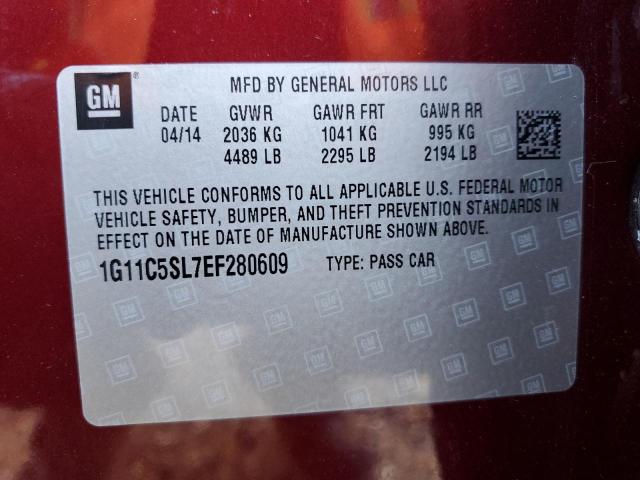 1G11C5SL7EF280609 - 2014 CHEVROLET MALIBU 1LT 勃艮第红 照片 10