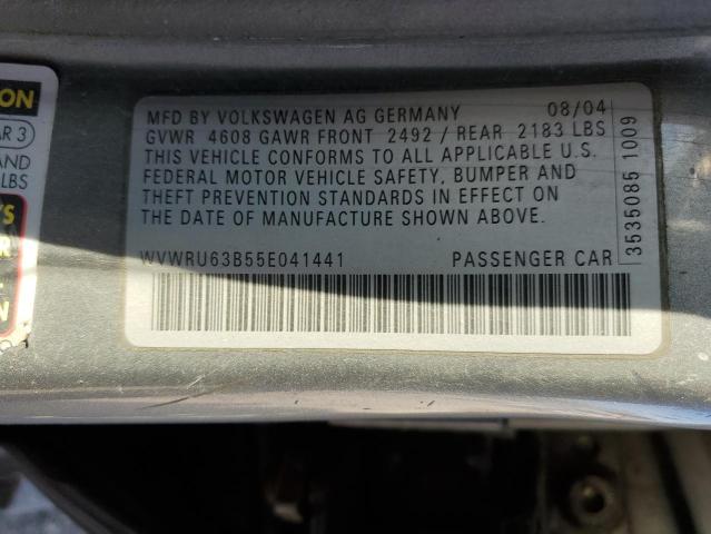WVWRU63B55E041441 - 2005 VOLKSWAGEN PASSAT GLX Boz foto 10