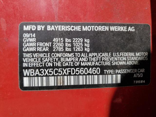 WBA3X5C5XFD560460 - 2015 BMW 328 XIGT RED photo 10