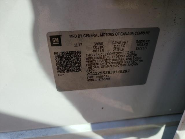 2G1125S38J9145287 - 2018 CHEVROLET IMPALA PRE თეთრი ფოტო 10