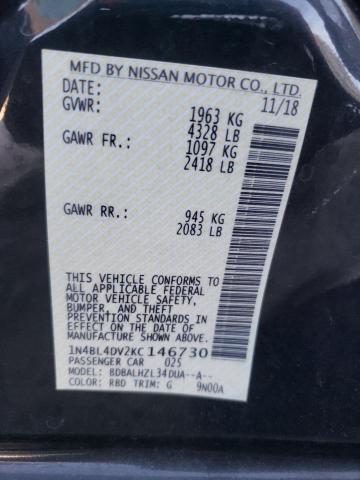 1N4BL4DV2KC146730 - 2019 NISSAN ALTIMA SV BLACK photo 10