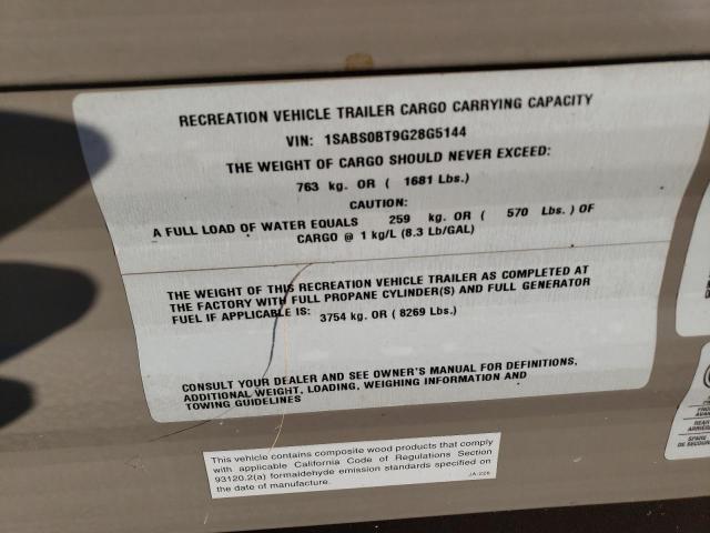 1SABS0BT9G28G5144 - 2016 JAYC TRAVEL TRL ბეჟი ფოტო 10