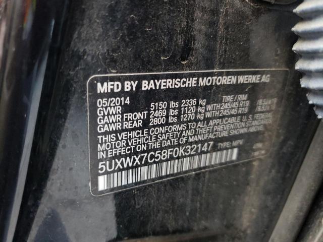 5UXWX7C58F0K32147 - 2015 BMW X3 XDRIVE3 BLACK photo 10