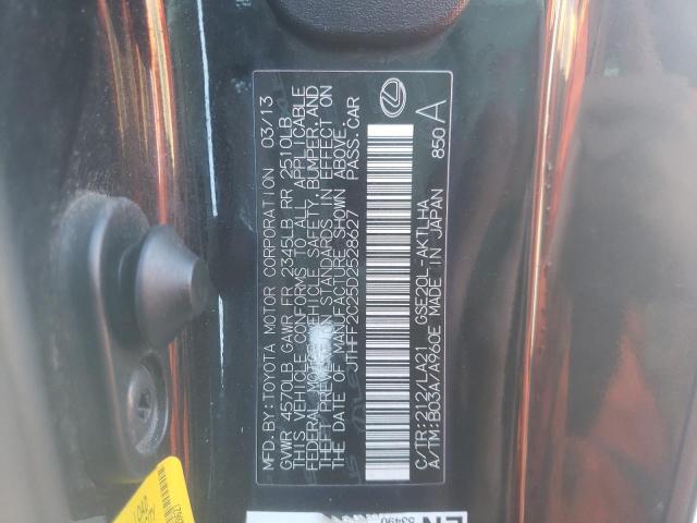 JTHFF2C25D2528627 - 2013 LEXUS IS BLACK photo 10