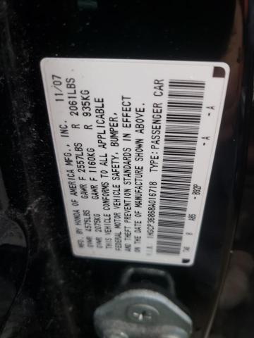 1HGCP36868A016718 - 2008 HONDA ACCORD EXL BLACK photo 10