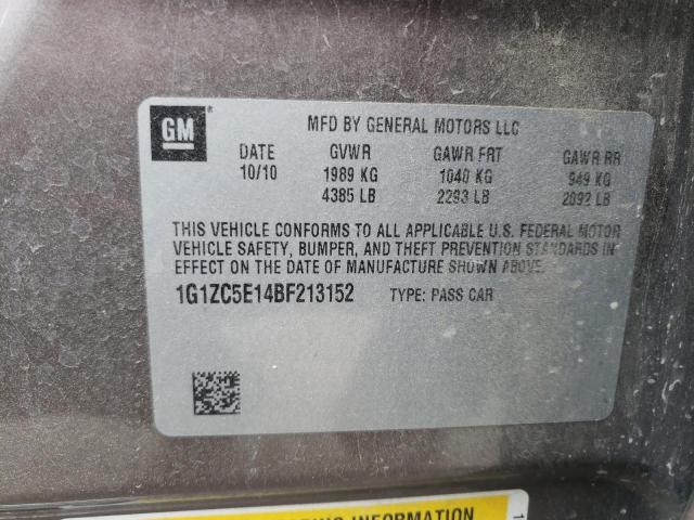 1G1ZC5E14BF213152 - 2011 CHEVROLET MALIBU 1LT ყავისფერი ფოტო 10