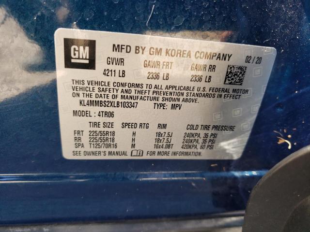 KL4MMBS2XLB103347 - 2020 BUICK ENCORE GX BLUE photo 10