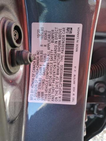 2HGFC2F88MH503630 - 2021 HONDA CIVIC SPOR GRAY photo 10