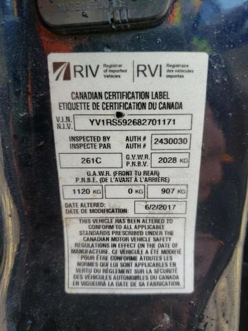 YV1RS592682701171 - 2008 VOLVO S60 2.5T BLACK photo 10