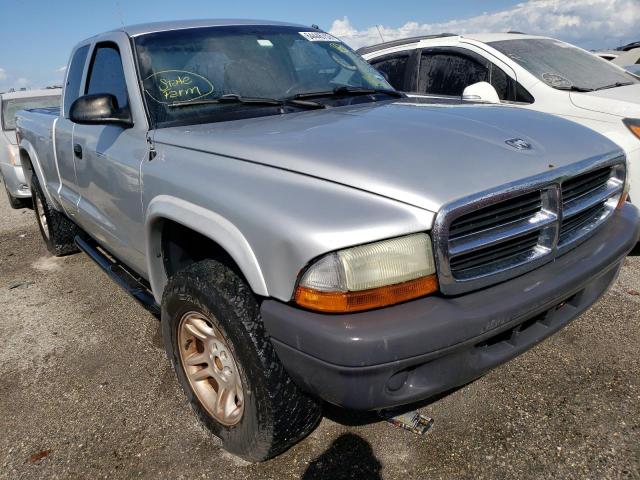 1D7HG12K74S570998 - 2004 DODGE DAKOTA SXT GRAY photo 1