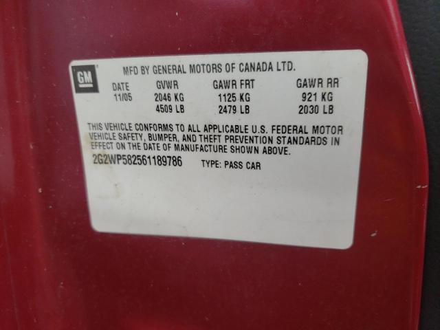 2G2WP582561189786 - 2006 PONTIAC GRAND PRIX 红色 照片 10