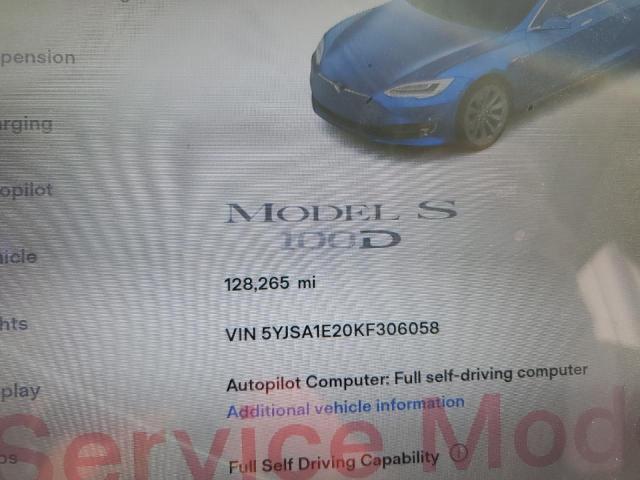 5YJSA1E20KF306058 - 2019 TESLA MODEL S BLUE photo 8