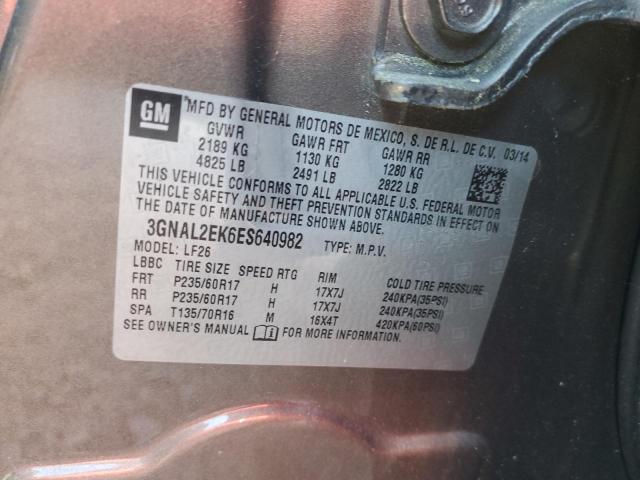 3GNAL2EK6ES640982 - 2014 CHEVROLET CAPTIVA LS 棕色 照片 10