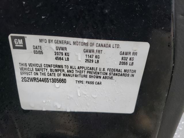 2G2WR544651305660 - 2005 PONTIAC GRAND PRIX შავი ფოტო 10