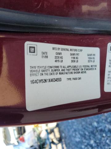 1G4CW52K1X4634553 - 1999 BUICK PARK AVENU RED photo 10