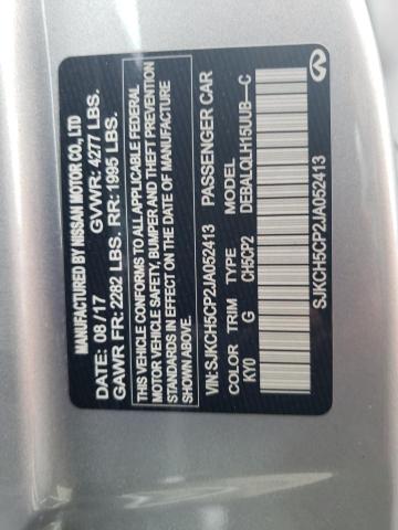 SJKCH5CP2JA052413 - 2018 INFINITI QX30 BASE SILVER photo 10