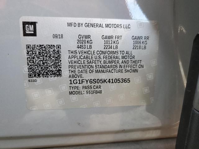 1G1FY6S05K4105365 - 2019 CHEVROLET BOLT EV LT GRAY photo 10