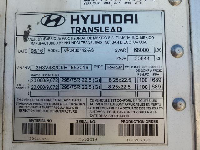 3H3V482C9HT552016 - 2017 HYUNDAI TRAILER WHITE photo 10