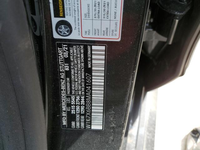 W1K7X6BB8MA041607 - 2021 MERCEDES-BENZ AMG GT 53 CHARCOAL photo 10