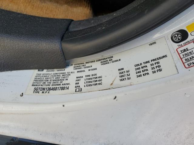 5GTDN136468178814 - 2006 HUMMER H3 WHITE photo 10