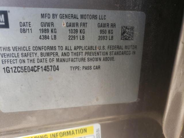 1G1ZC5E04CF145704 - 2012 CHEVROLET MALIBU 1LT 棕色 照片 10