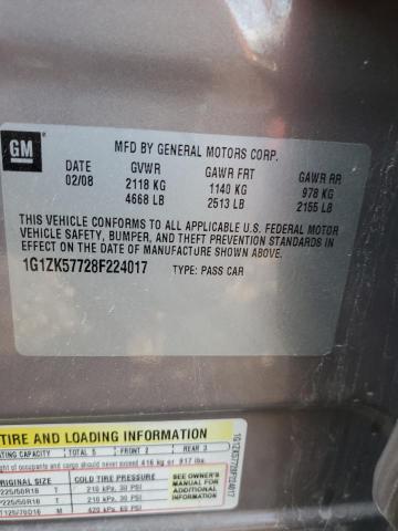 1G1ZK57728F224017 - 2008 CHEVROLET MALIBU LTZ 棕色 照片 10