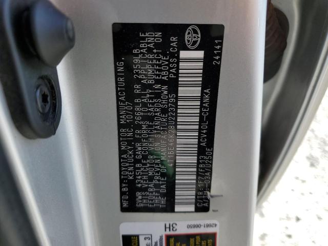 4T1BE46K28U223795 - 2008 TOYOTA CAMRY CE SILVER photo 10