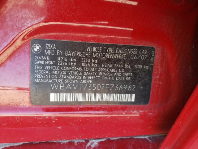 WBAVT73507FZ36962 - 2007 BMW 328 XIT წითელი ფოტო 10