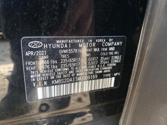 KM8S2DA11MU009169 - 2021 HYUNDAI SANTA FE B BLACK photo 10