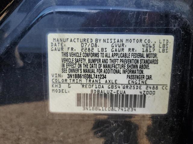 3N1BB61E08L741234 - 2008 NISSAN SENTRA SE- BLACK photo 10