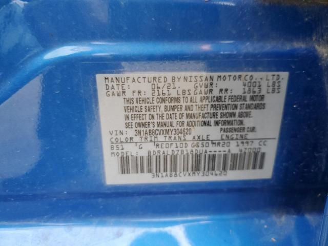 3N1AB8CVXMY304620 - 2021 NISSAN SENTRA SV BLUE photo 10