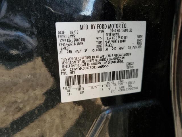 2FMDK3JC7DBC95555 - 2013 FORD EDGE SEL BLACK photo 10