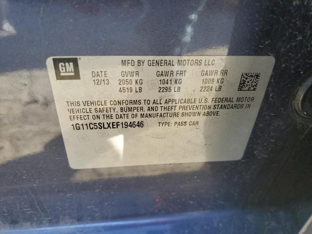 1G11C5SLXEF194646 - 2014 CHEVROLET MALIBU 1LT 灰色 照片 10