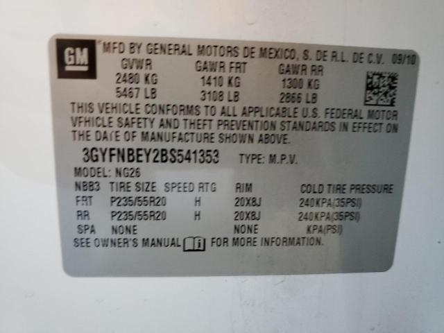 3GYFNBEY2BS541353 - 2011 CADILLAC SRX PERFOR 白色 照片 10