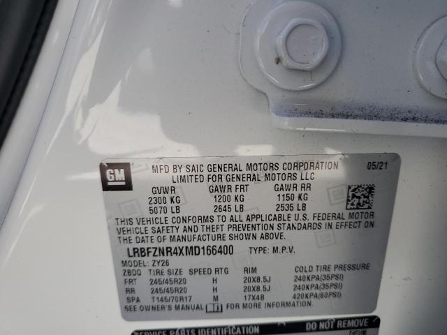 LRBFZNR4XMD166400 - 2021 BUICK ENVISION E WHITE photo 10