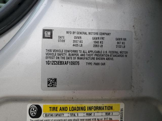 1G1ZC5EBXAF109076 - 2010 CHEVROLET MALIBU 1LT ვერცხლისფერი ფოტო 10