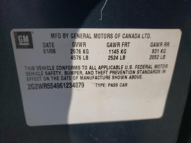 2G2WR554961234079 - 2006 PONTIAC GRAND PRIX ლურჯი ფოტო 10