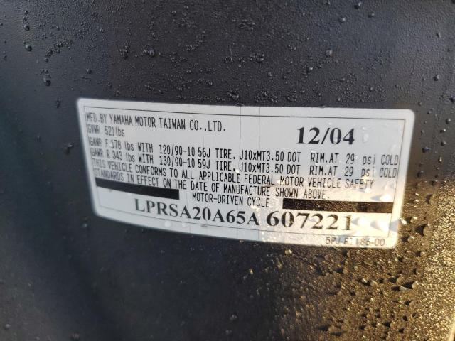 LPRSA20A65A607221 - 2005 YAMAHA YW50 AP ZU BLACK photo 10