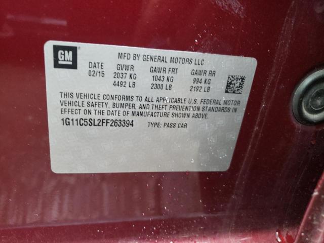 1G11C5SL2FF263394 - 2015 CHEVROLET MALIBU 1LT 勃艮第红 照片 10